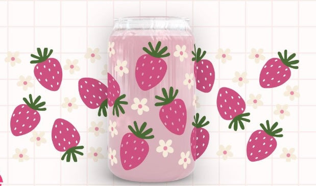 Frosted glass can strawberries