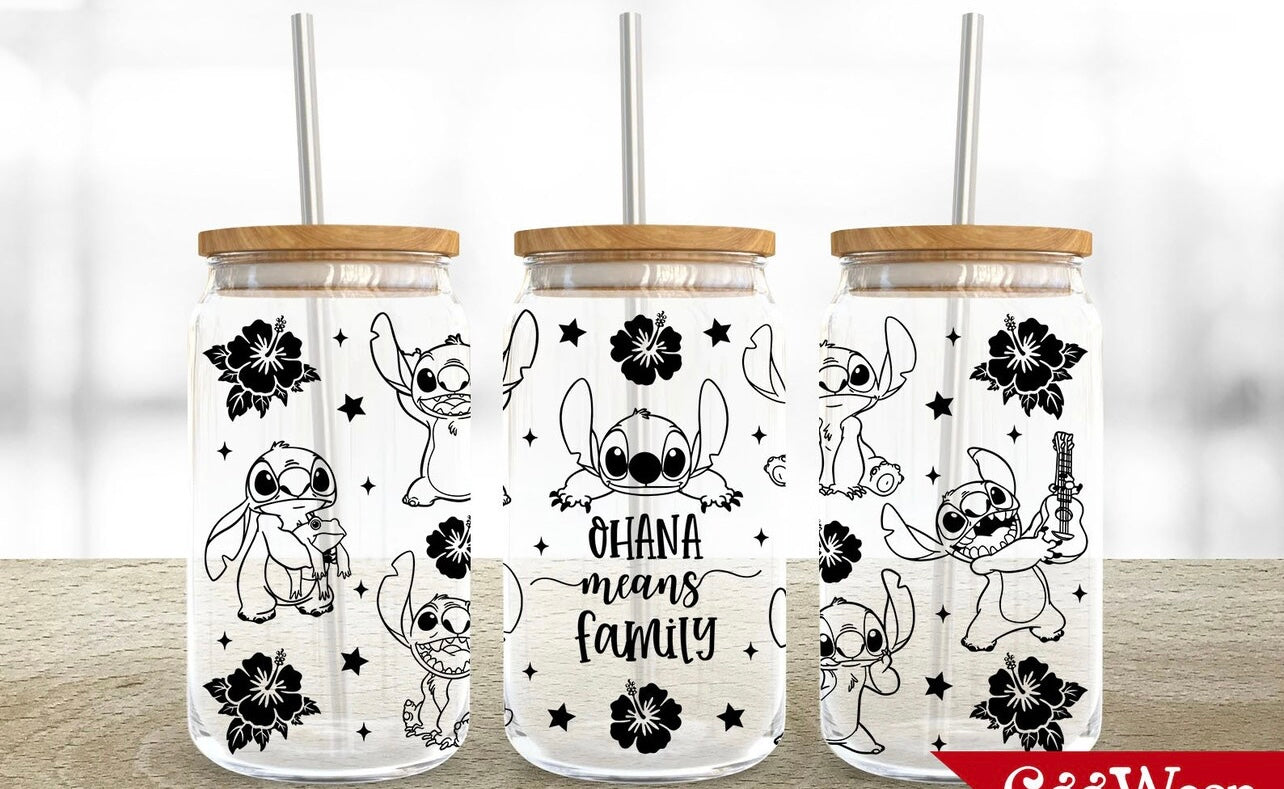 Frosted glass can ohana