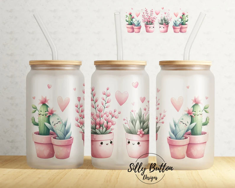 Frosted glass can cactus love