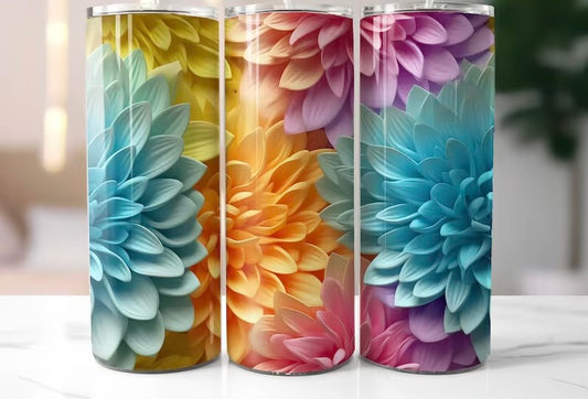 Rainbow color floral tumbler