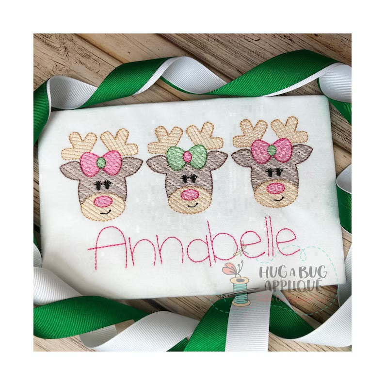 Emb - girly reindeer trio