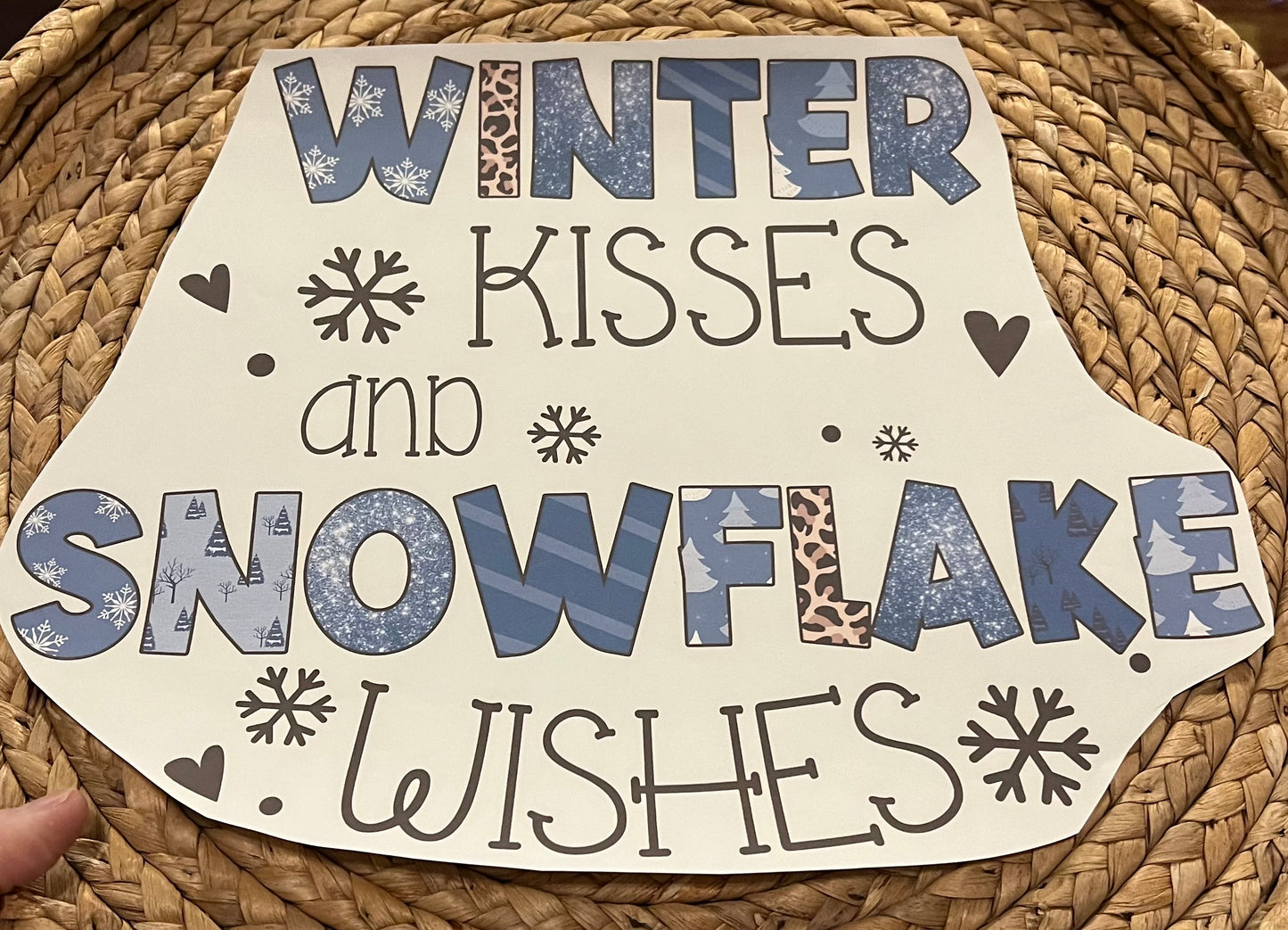 Adult winter kisses and snowflake wishes