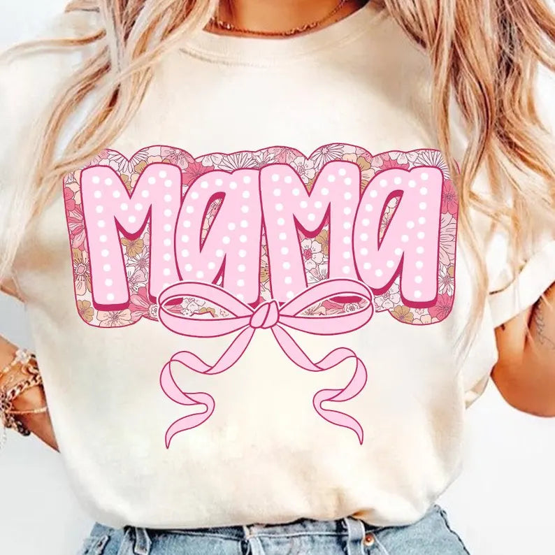 Pink floral polka dot coquette mama