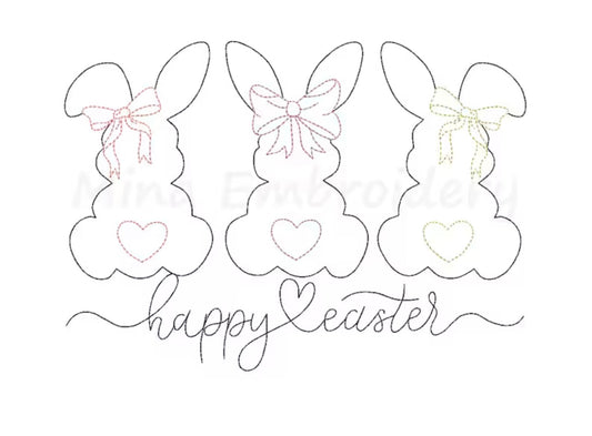 Emb - bunny with bows happy Easter