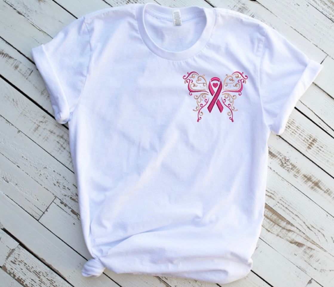 Emb - pocket butterfly ribbon
