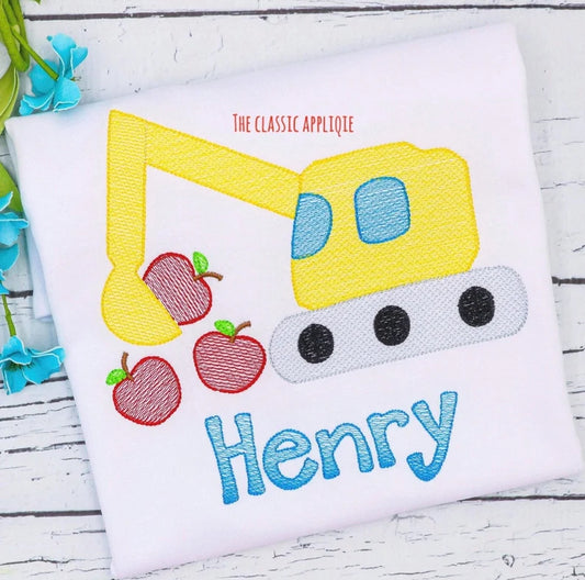 Emb - excavator scooping apples