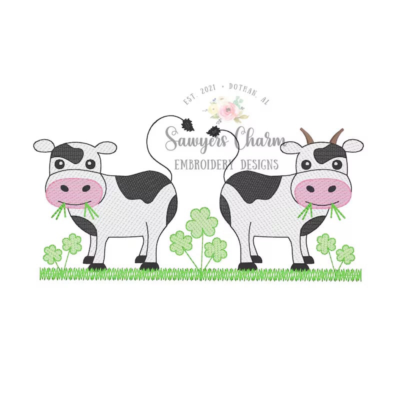 Emb - cows in shamrock field