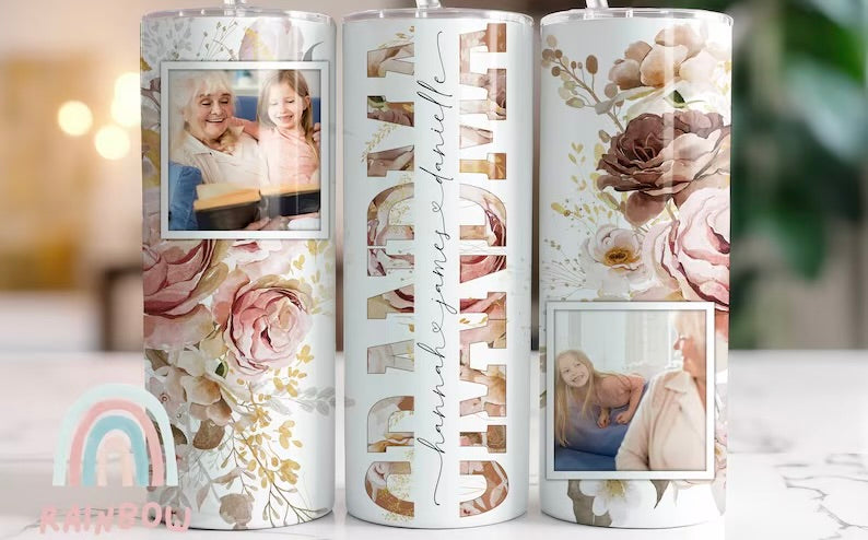 Floral grandma tumbler