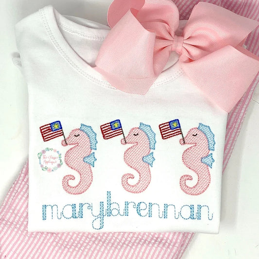 Emb - 4th of July seahorse