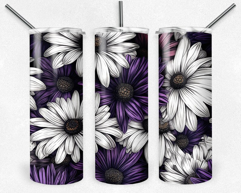 Purple & white floral tumbler