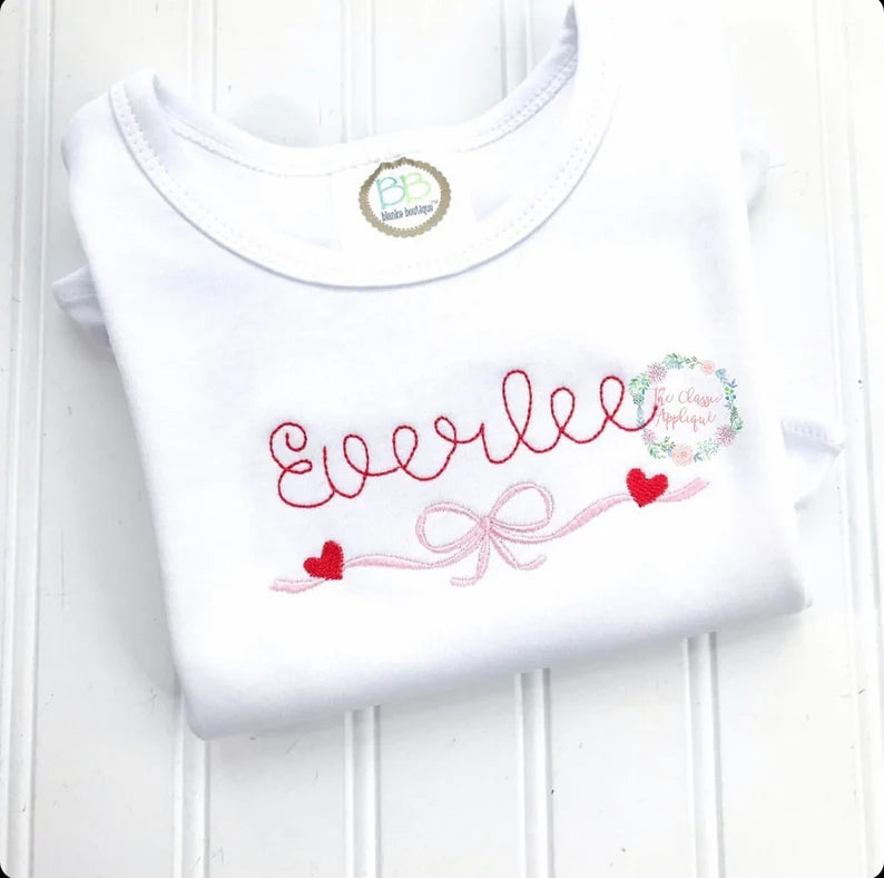 Emb - Valentine bow & hearts