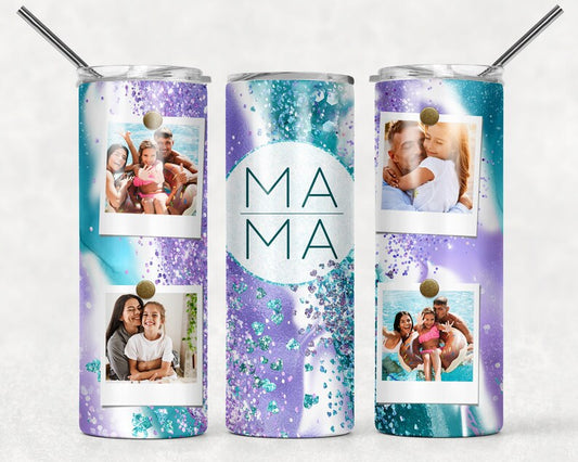 Purple & teal mama tumbler