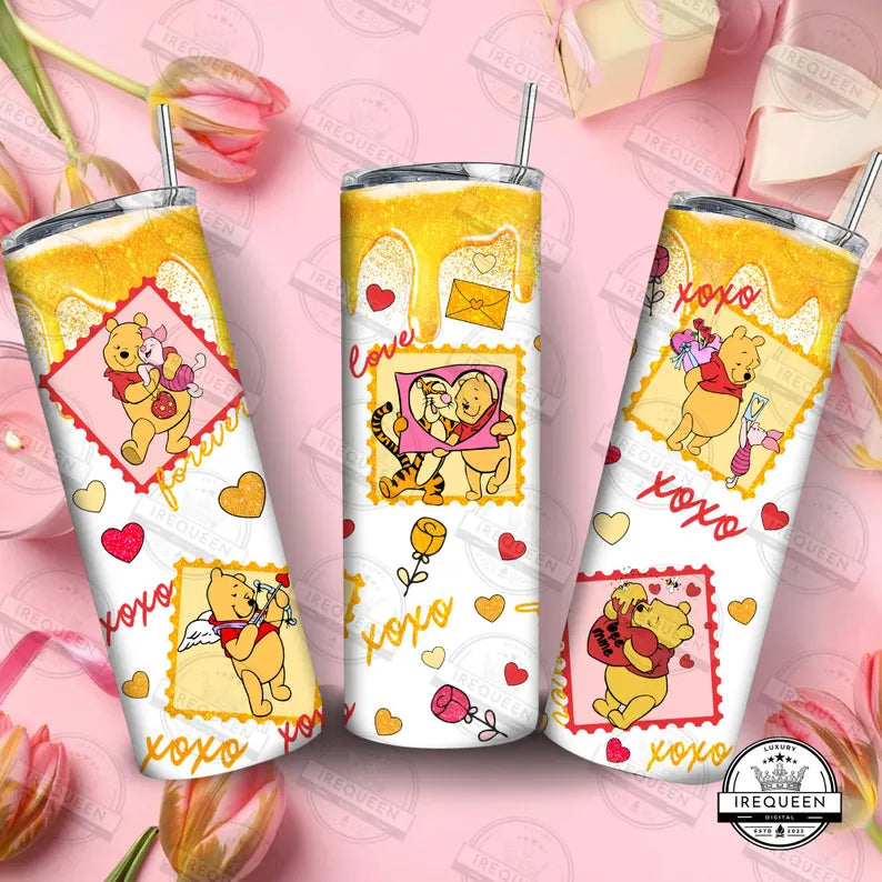 Drip honey bear valentines tumbler