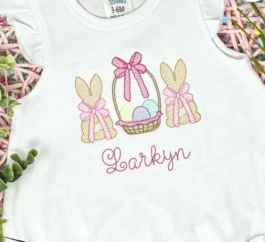 Emb - girly bunnies with basket