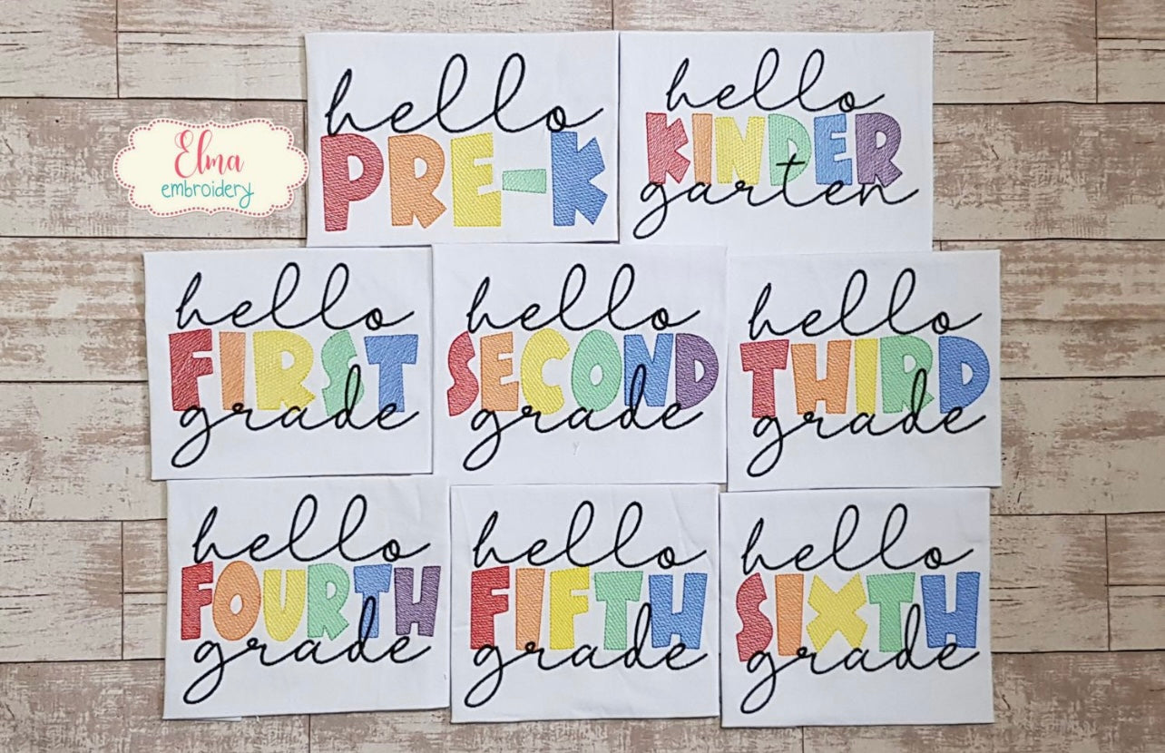 Emb - hello rainbow letter grade