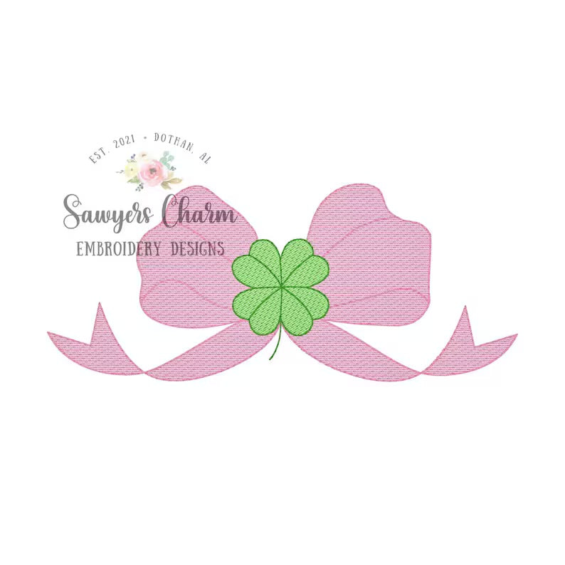 Emb - shamrock center bow