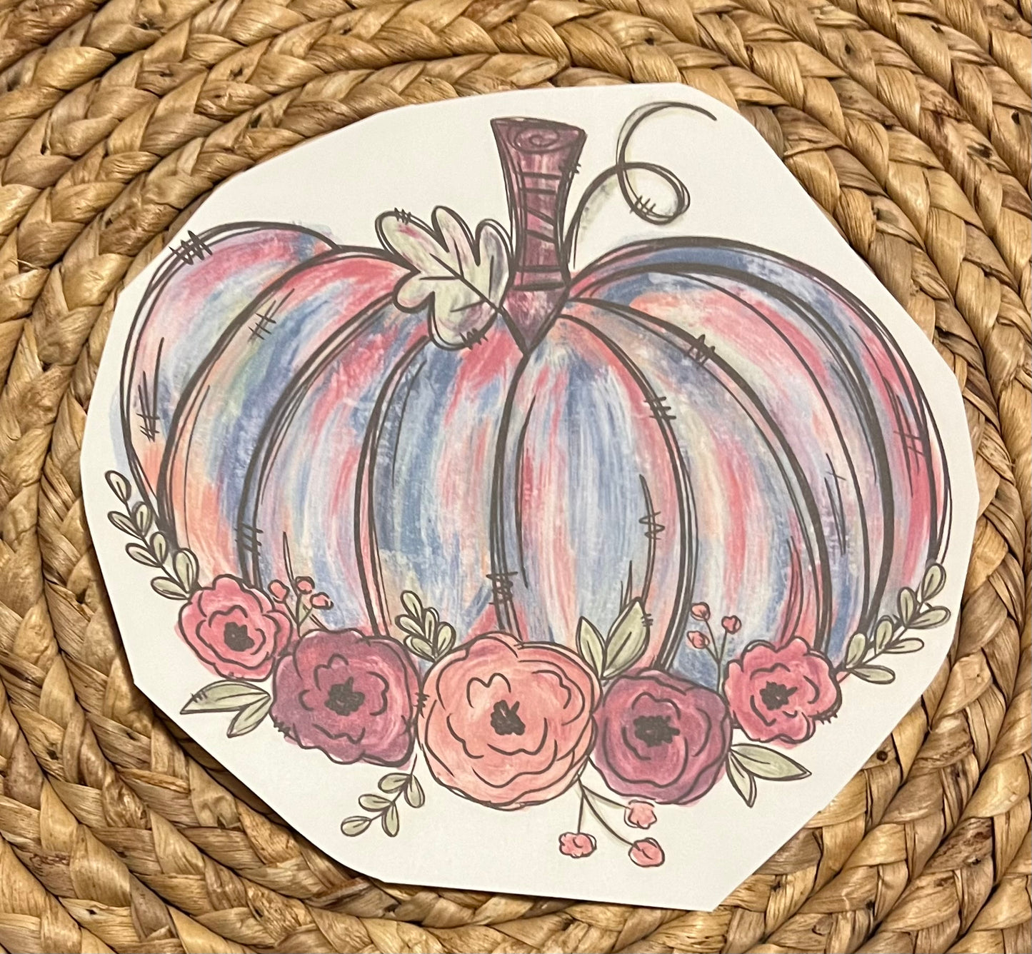 Toddler floral watercolor pumpkin