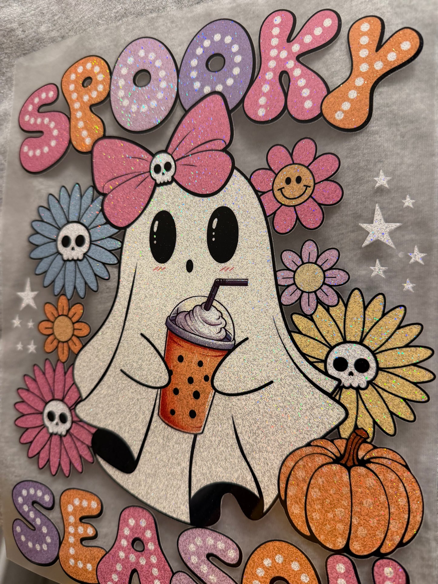 Glitter coffee ghost spooky season