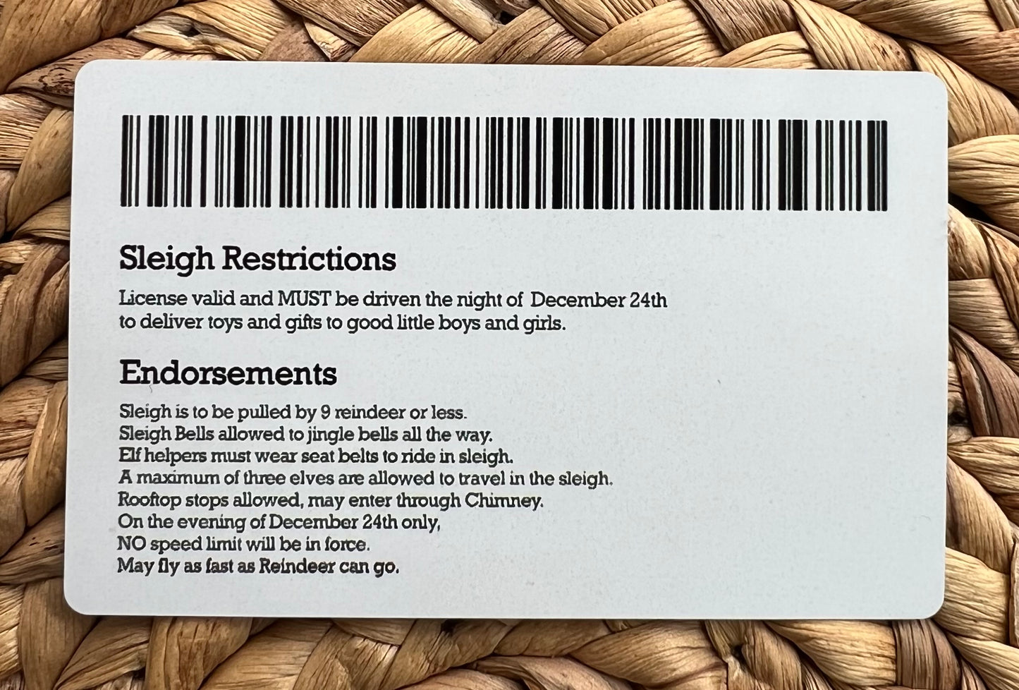 Santa drivers license