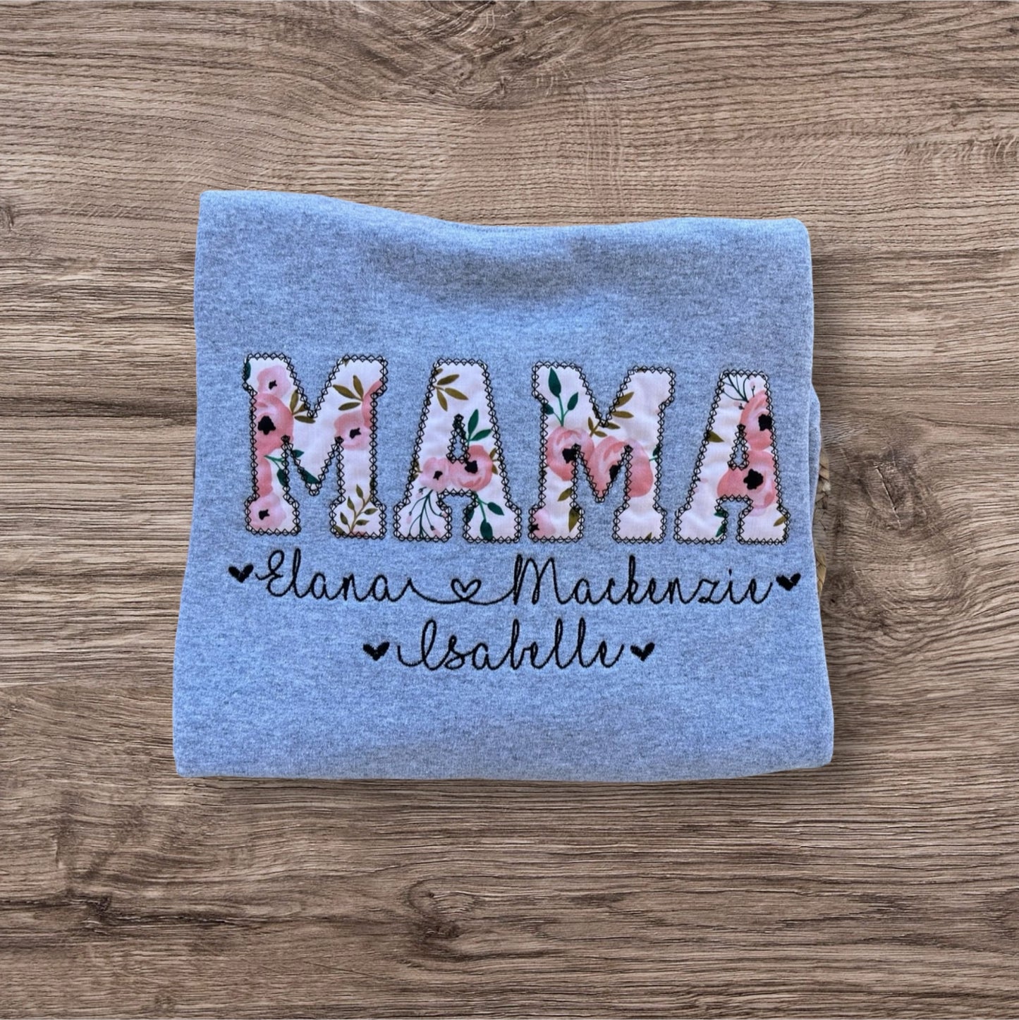 Emb - pink floral fabric mama