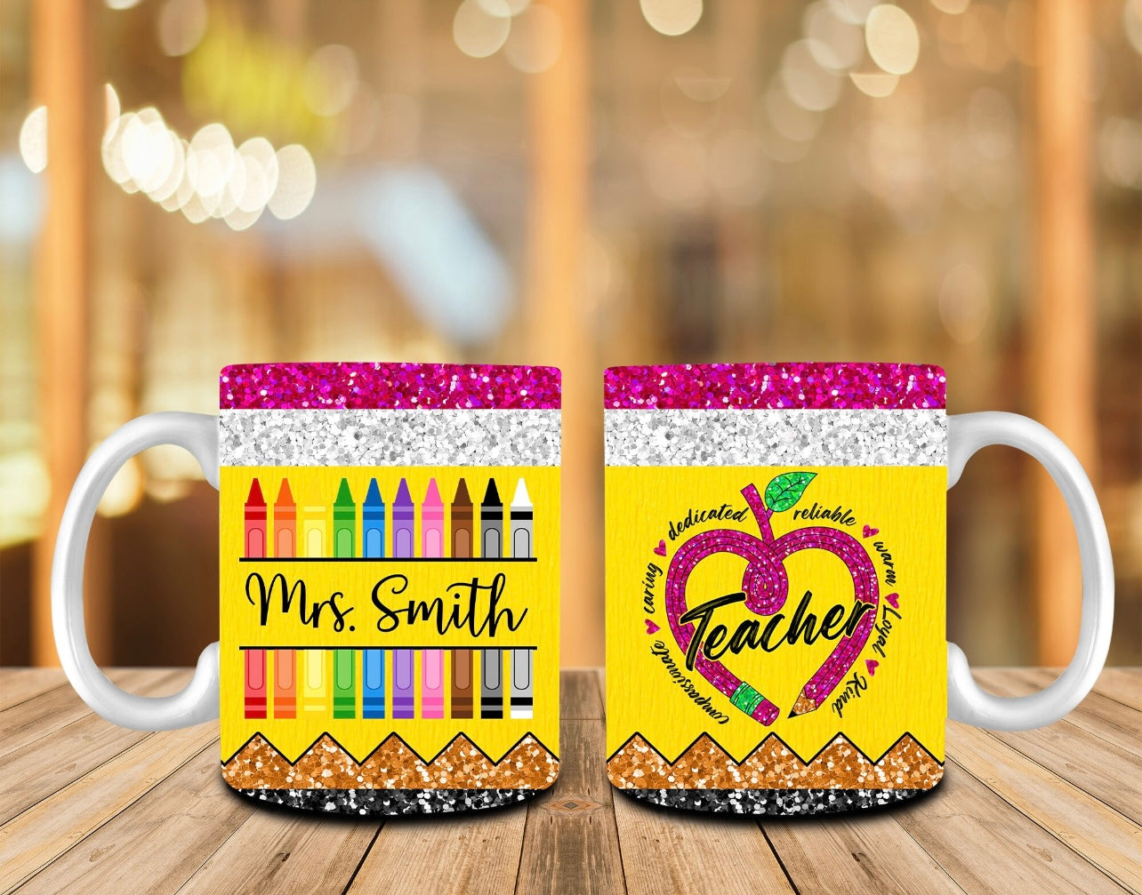 15 oz crayon teacher mug