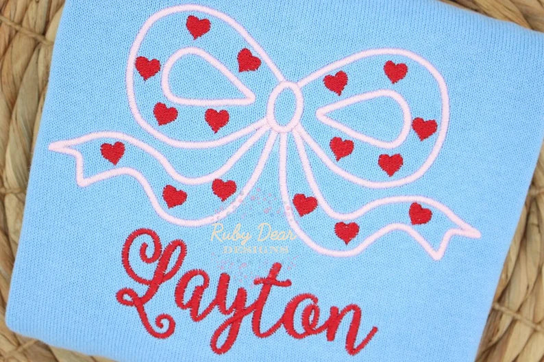 Emb - valentines bow with hearts