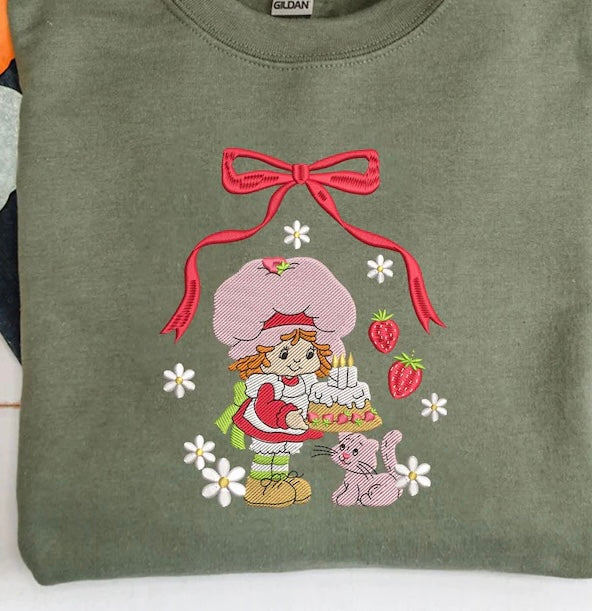 Emb - strawberry bow