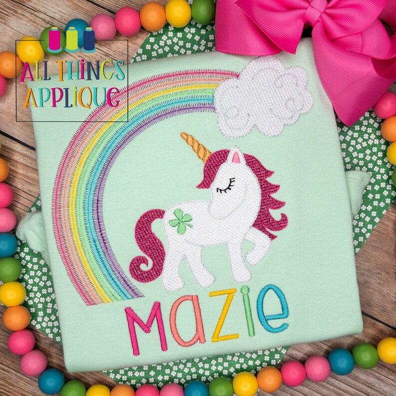 Emb - shamrock rainbow unicorn