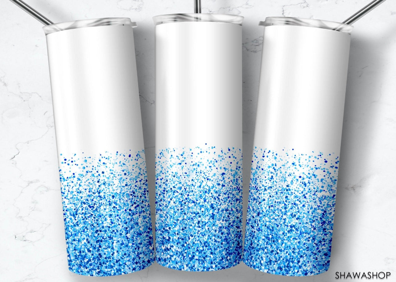 Blue glitter tumbler