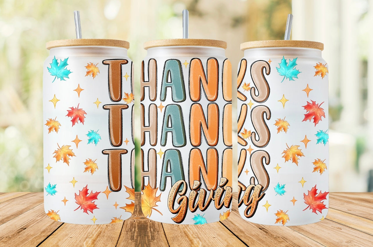 Frosted glass can thanksgiving