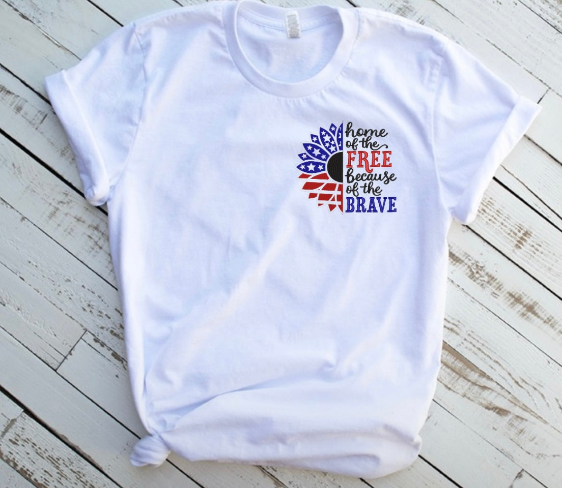 Emb - sunflower home of the free because of the brave