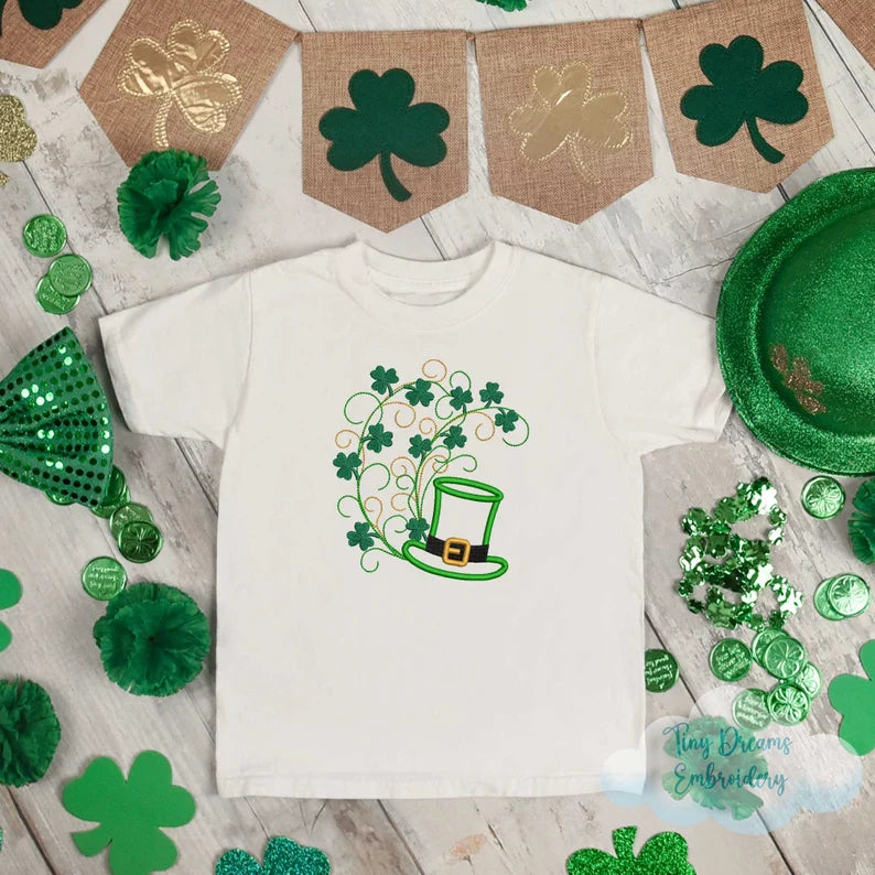 Emb - shamrocks & hat