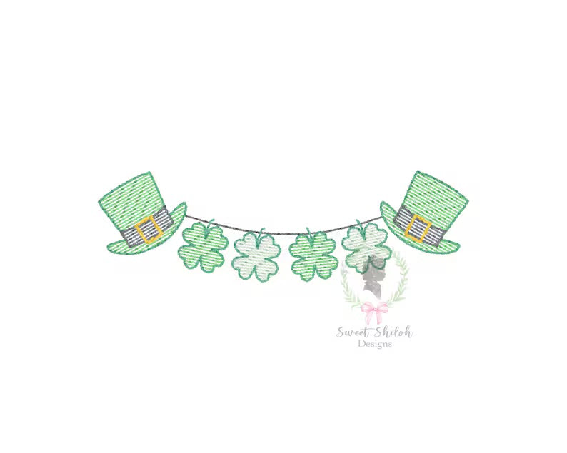 Emb - shamrocks on a line