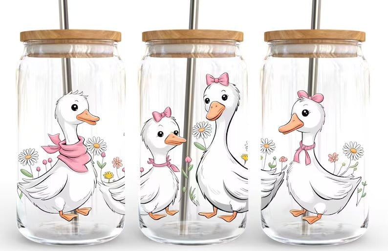 Frosted glass can coquette goose