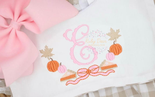 Emb - bows pumpkin pie and pumpkins