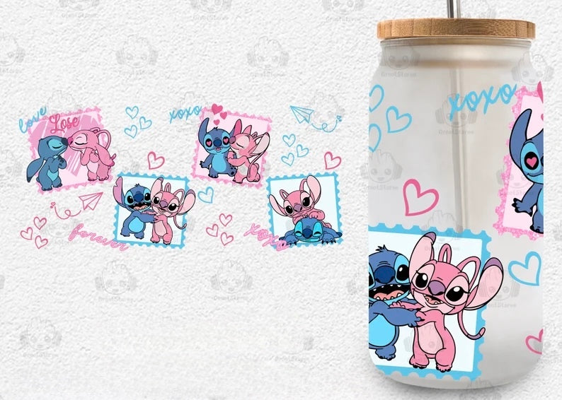 Frosted glass can stitch love