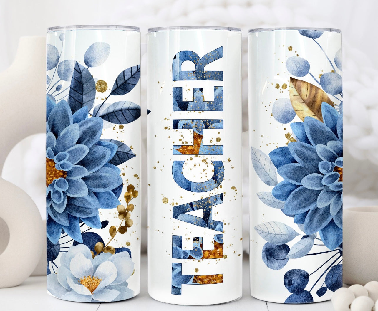 Blue floral teacher