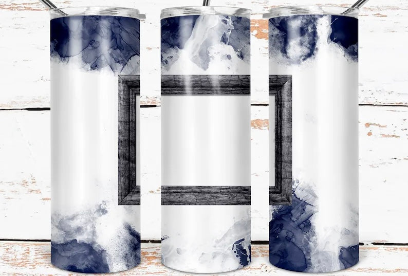 One photo blue watercolor