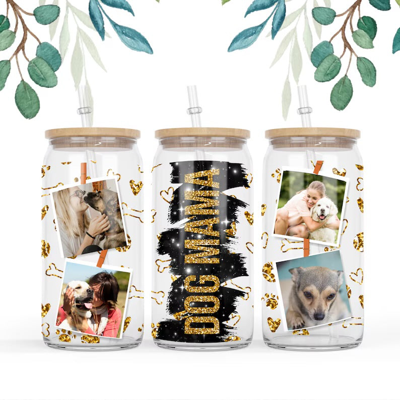 Frosted glass can dog mama