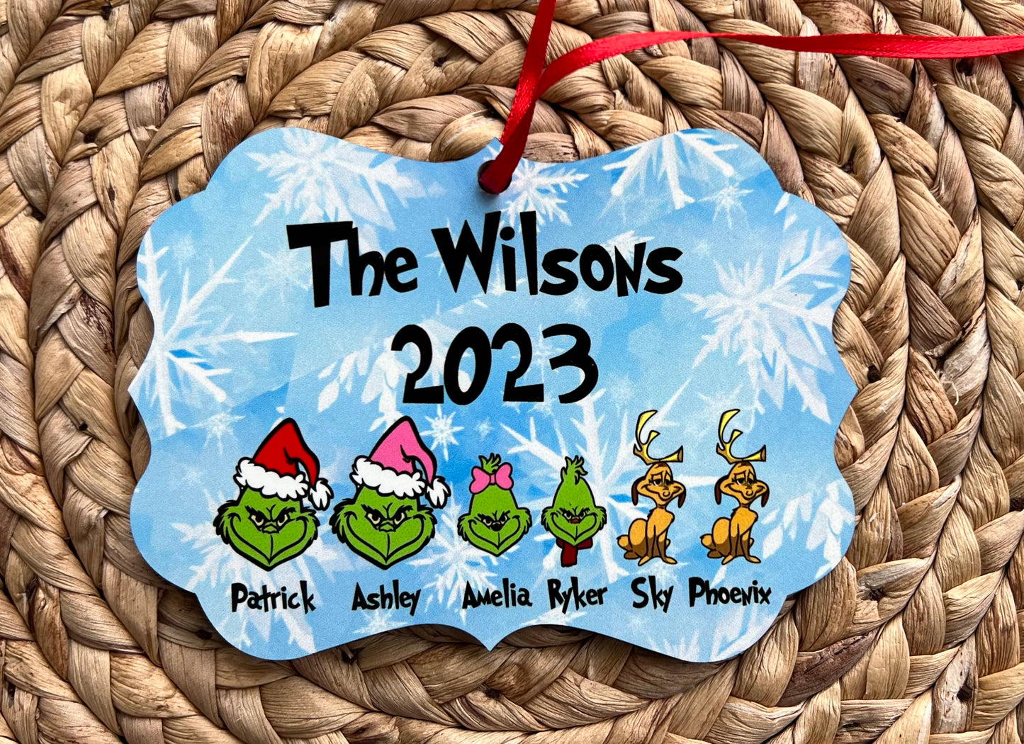 Green family Christmas ornament