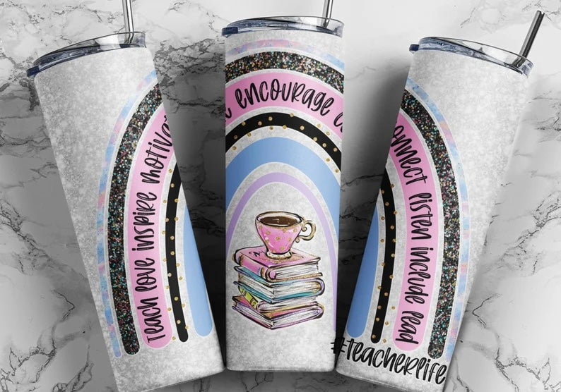 Teacher life rainbow tumbler