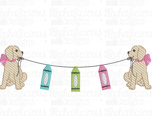 Emb - dogs holding crayons