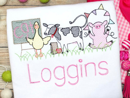 Emb - farm animal school supplies