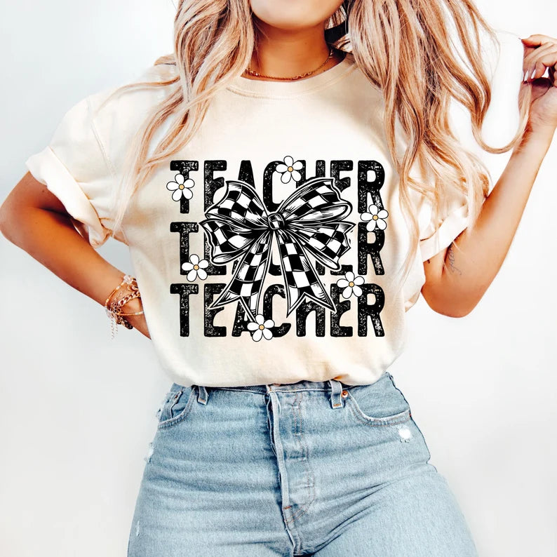 Black and white checkered teacher