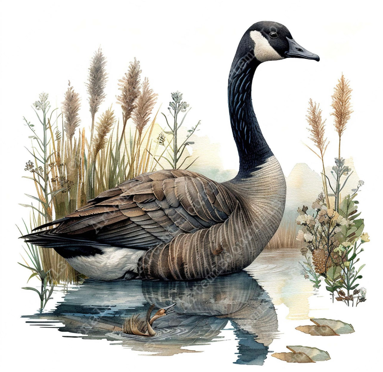 Swimming Canadian geese