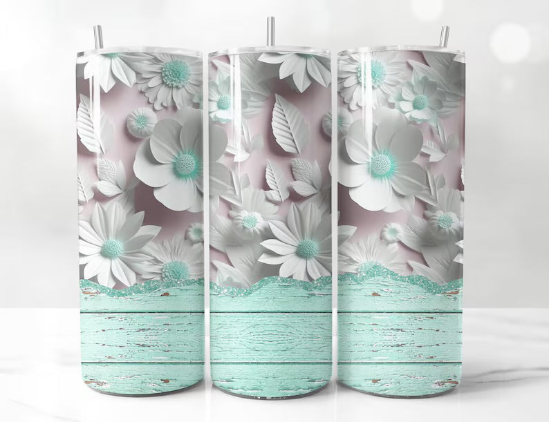 Rustic floral tumbler