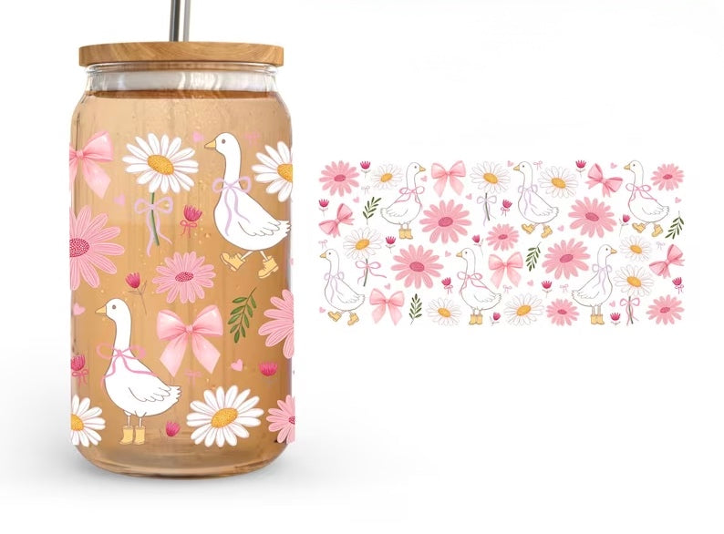 Frosted glass can goose & Daisy