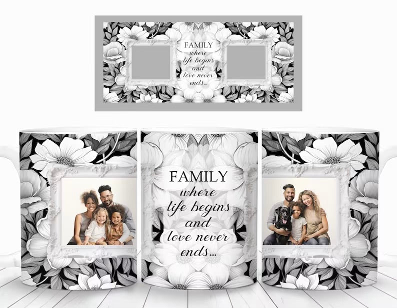 15 oz photo family floral mug