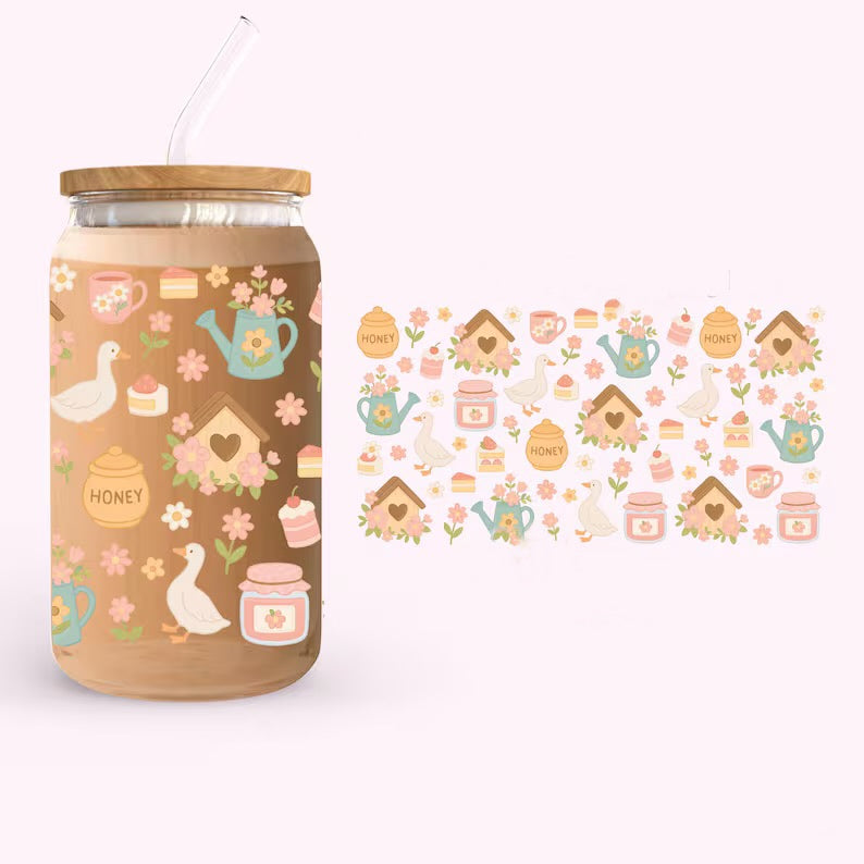 Frosted glass can honey goose