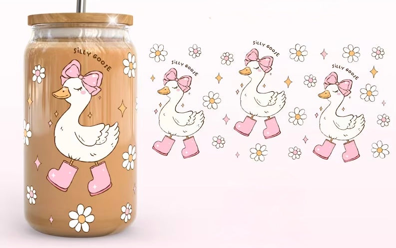 Frosted glass can silly goose